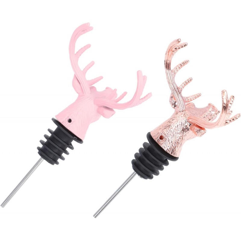 2pcs Animal Head Wine Aerator Reindeer Shape Metal Wine Pourer Zinc Alloy Material Smooth Pouring Experience Random Color