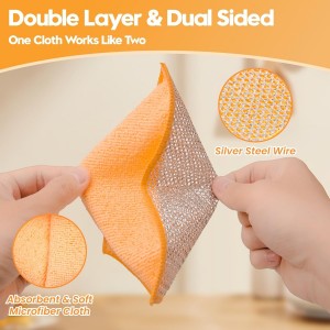 16 Pcs Multipurpose Wire Dishwashing Rags, Upgraded Dual-Sided Non Scratch Wire Dishcloth, Reusable Metal Wash Cloth, Steel Wool Cleaning Cloths for Kitchen, Cookware, Sinks, Stove Tops