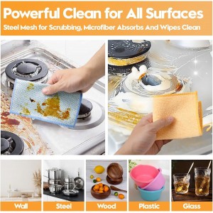 16 Pcs Multipurpose Wire Dishwashing Rags, Upgraded Dual-Sided Non Scratch Wire Dishcloth, Reusable Metal Wash Cloth, Steel Wool Cleaning Cloths for Kitchen, Cookware, Sinks, Stove Tops