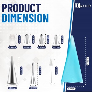 Cream Horn Molds for Baking, 23pcs Horn Forms Set, Non-stick Stainless Steel 15pcs Cone Shaped with Cleaning Brush, Piping Tip, Piping Bag, for ice Cream Cones, Puff Pastry, Baking Cones