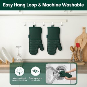 Beneno Kitchen Oven Mitts 2-Pack Heat Resistant to 500°F with Non-Slip Silicone Grip, Extra Long 14.3