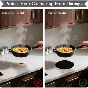 Trivets for Hot Dishes, 4 Pot Holders for Kitchen, Heat Resistant Mats for Countertop, 8 Inch Hot Pads for Hot Pots and Pans, Coaster, Home Essentials, Rustic Farmhouse Decor (Black)