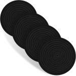 Trivets for Hot Dishes, 4 Pot Holders for Kitchen, Heat Resistant Mats for Countertop, 8 Inch Hot Pads for Hot Pots and Pans, Coaster, Home Essentials, Rustic Farmhouse Decor (Black)