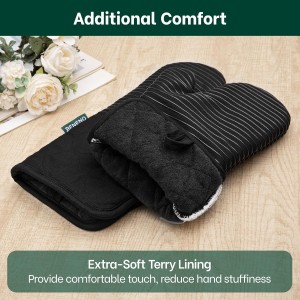 Beneno Kitchen Oven Mitts 2-Pack Heat Resistant to 500°F with Non-Slip Silicone Grip, Extra Long 14.3
