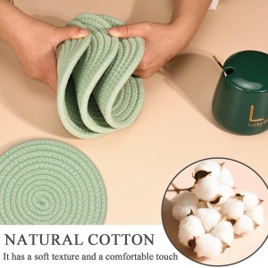 Trivets for Hot Dishes, 4 Pot Holders for Kitchen, Heat Resistant Mats for Countertop, 8 Inch Hot Pads for Hot Pots and Pans, Coaster, Home Essentials, Rustic Farmhouse Decor (Green)