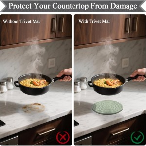 Trivets for Hot Dishes, 4 Pot Holders for Kitchen, Heat Resistant Mats for Countertop, 8 Inch Hot Pads for Hot Pots and Pans, Coaster, Home Essentials, Rustic Farmhouse Decor (Green)