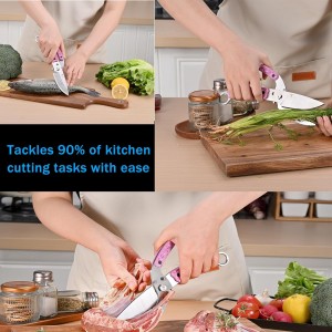 Heavy Duty Kitchen shears, all Purpose shears for food, Poultry Scissors, Stainless Steel Kitchen Scissors for camping, baking G10 Donut Pink