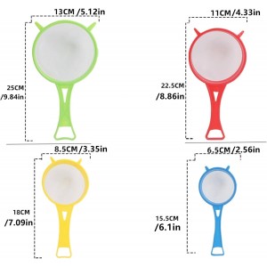 4 Pcs Flour Sifter for Baking, Flour Sieve Scoop Strainer, Manual Mesh Colander Baking Tool, Multifunctional Juice Filter with Long Handle, Random Colors