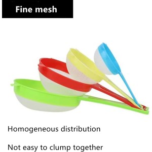 4 Pcs Flour Sifter for Baking, Flour Sieve Scoop Strainer, Manual Mesh Colander Baking Tool, Multifunctional Juice Filter with Long Handle, Random Colors