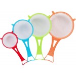 4 Pcs Flour Sifter for Baking, Flour Sieve Scoop Strainer, Manual Mesh Colander Baking Tool, Multifunctional Juice Filter with Long Handle, Random Colors