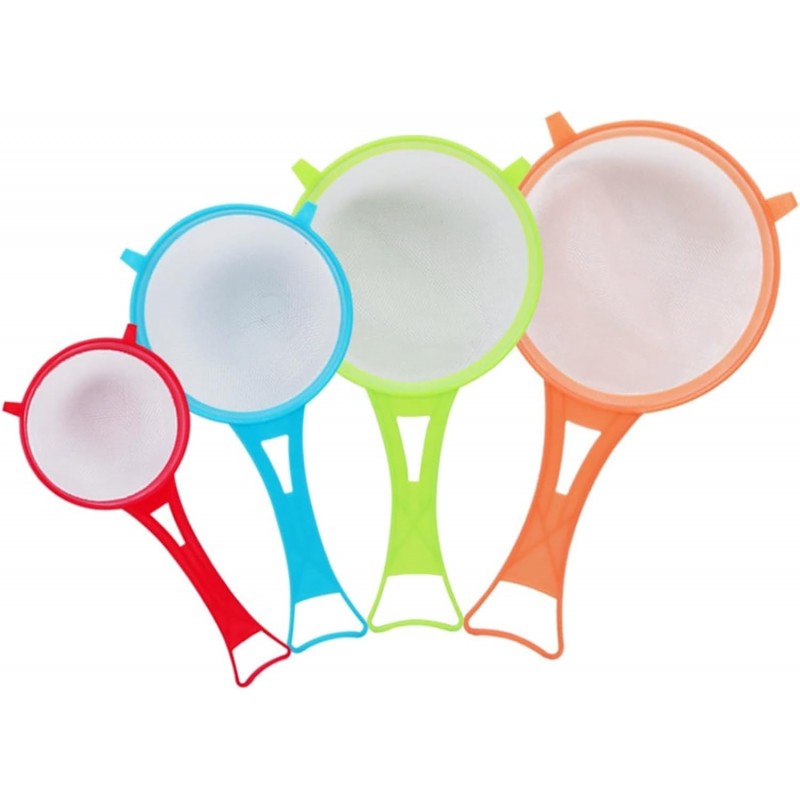 4 Pcs Flour Sifter for Baking, Flour Sieve Scoop Strainer, Manual Mesh Colander Baking Tool, Multifunctional Juice Filter with Long Handle, Random Colors