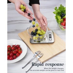 Food Scale, 11lb Digital Kitchen Scale with 6 Units LCD Display and Tare Function,Compact Design for Baking,Healthy Cooking,Meal Prep, 304 Stainless Steel