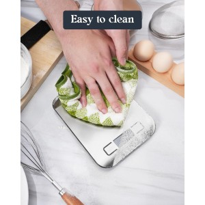 Food Scale, 11lb Digital Kitchen Scale with 6 Units LCD Display and Tare Function,Compact Design for Baking,Healthy Cooking,Meal Prep, 304 Stainless Steel