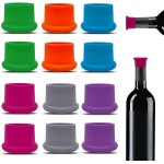 12 Pcs Colorful Wine Stoppers, Reusable Silicone Wine Corks,Champagne Stoppers,Beverages Beer Bottle Caps,Wine Bottle Stoppers for Glass Bottles, Keep Wine Fresh