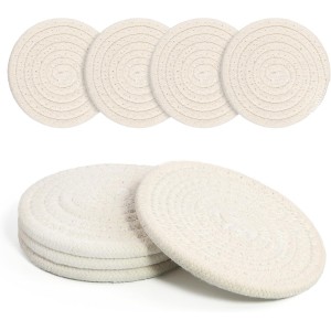 Coasters Set of 4 for Drinks, Cotton Wov...