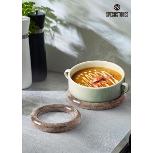 Marble Trivet Set of 2 Stone Trivets for Hot Dishes, Decorative Heat Resistant Trivets for Dining Table, Modern Kitchen & Coastal Table Decor