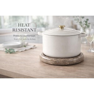 Marble Trivet Set of 2 Stone Trivets for Hot Dishes, Decorative Heat Resistant Trivets for Dining Table, Modern Kitchen & Coastal Table Decor