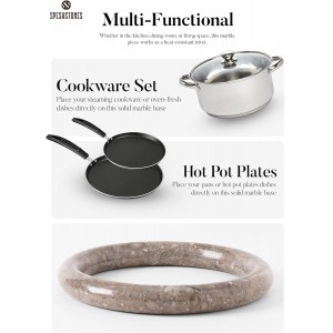 Marble Trivet Set of 2 Stone Trivets for Hot Dishes, Decorative Heat Resistant Trivets for Dining Table, Modern Kitchen & Coastal Table Decor