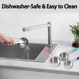 12 PCS Measuring Cups and Spoons Set Stainless Steel, 5 Measuring Cups with Colorful Silicone Handle and 6 Double-Sided Magnetic Measuring Spoons & 1 Leveler for Cooking and Baking (5+6+1)