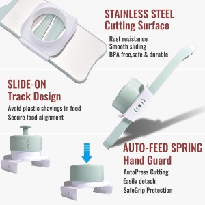 6-Blade Mandoline Slicer with Slide-On Hand Guard - Vegetable Slicer, Potato/Onion/Garlic Slicer, Kitchen Grater(Multi-Color) (Seafoam green, 6-in-1)