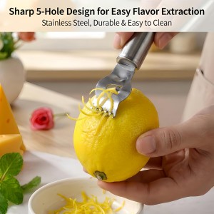 Stainless Steel Lemon Zester Grater, Lemon Zester Tool, Citrus Zester Grater, Zester Tool for Orange Citrus Peeler