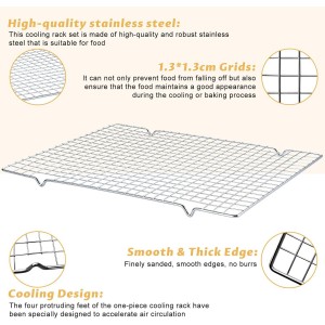 Baking Sheet with Cooling Racks - Carbon Steel Cookie Sheets for Baking [2 Sheets + 2 Racks], Nonstick Baking Pans, Perfect for Baking, Roasting, and More, Size 17 x 11 x 0.5 Inches