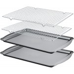 Baking Sheet with Cooling Racks - Carbon Steel Cookie Sheets for Baking [2 Sheets + 2 Racks], Nonstick Baking Pans, Perfect for Baking, Roasting, and More, Size 17 x 11 x 0.5 Inches