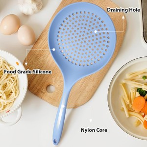 Silicone Slotted Spoon, Large Kitchen Spoon Strainer for Versatile Use, Perfect for Pasta, Dumplings, and More, Durable and Heat-Resistant Design for Everyday Cooking Needs