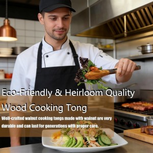 Wooden Tongs for Cooking Heat Resistant 2 Pcs 9 Inch 12 Inch Wooden Salad Tongs with Wood Tip for Serving Food Walnut Wood Kitchen Utensils for Toaster Home Chefs Gift Suitable for Non-stick Cookware