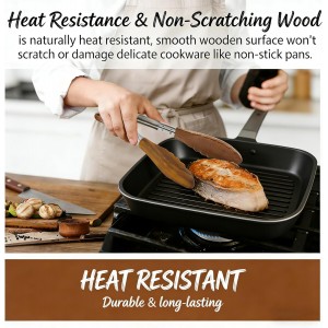 Wooden Tongs for Cooking Heat Resistant 2 Pcs 9 Inch 12 Inch Wooden Salad Tongs with Wood Tip for Serving Food Walnut Wood Kitchen Utensils for Toaster Home Chefs Gift Suitable for Non-stick Cookware