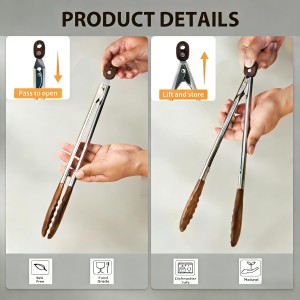 Wooden Tongs for Cooking Heat Resistant 2 Pcs 9 Inch 12 Inch Wooden Salad Tongs with Wood Tip for Serving Food Walnut Wood Kitchen Utensils for Toaster Home Chefs Gift Suitable for Non-stick Cookware