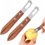 2pcs Lemon Zester Channel Knife, 5.5x0.8in Stainless Steel Wood Citrus Cocktails Peeler Tool Effortless Channel Knife Practical Fruit Peeler Tool for Pomelo Lime Grapefruit Orange Lemon