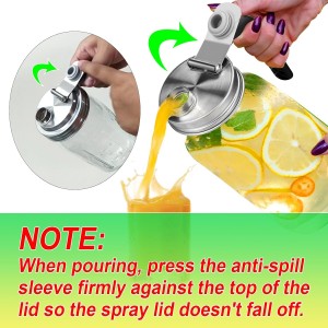 Mason Jar Pour Spout Lid Stainless Steel, Regular Mouth Pour Spout Flip Cap Lids for Mason Jars, Anticracking Leak Proof Seal Cover Airtight for Drinking Salad Dressing & Food Storing(2PCS)