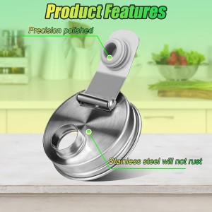 Mason Jar Pour Spout Lid Stainless Steel, Regular Mouth Pour Spout Flip Cap Lids for Mason Jars, Anticracking Leak Proof Seal Cover Airtight for Drinking Salad Dressing & Food Storing(2PCS)