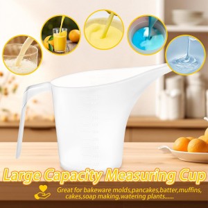 4 Pack Measuring Funnel Pitcher,PlasticMeasuring Cup with Long Spout,Large for Bakeware,Pancake,Batter,Muffin,Cakes,Soap Making,Watering Plants(1000Ml)