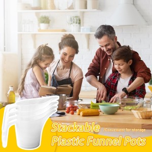 4 Pack Measuring Funnel Pitcher,PlasticMeasuring Cup with Long Spout,Large for Bakeware,Pancake,Batter,Muffin,Cakes,Soap Making,Watering Plants(1000Ml)