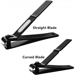 Nail Clippers Set Sharp Black Nail Cutter Fingernail Toenail Clipper with Case Large and Small 2 Piece (Black case)