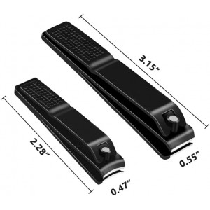 Nail Clippers Set Sharp Black Nail Cutter Fingernail Toenail Clipper with Case Large and Small 2 Piece (Black case)