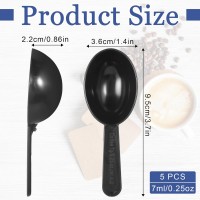 Small Scoops for Canisters, 5 Pack Plastic Scoopers for Containers, Black Coffee Measuring Scoop for Tea, Sugar, Cereal, Milk, Spices(7g)