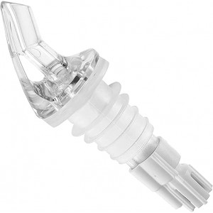Betolla (Pack of 3) 2 oz Measured Liquor Pourers – No-Collar Clear Pour Spouts with White Tail for Accurate, Consistent Serving