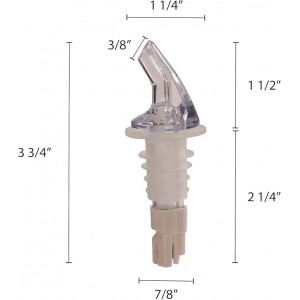 Betolla (Pack of 3) 2 oz Measured Liquor Pourers – No-Collar Clear Pour Spouts with White Tail for Accurate, Consistent Serving
