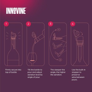 Innovine Wine Aerator Pourer with Built In Stopper, Tilt Design to Enhanced Flavor and Smooth Taste, Easy Pour, No Drip, Perfect for Red & White Wines, Home Bar Accessories, Set of 1, Graphite