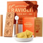 Cooking Gift Set Co. Artisanal Ravioli Maker Press, Wooden Ravioli Mold & Pasta Maker, Ravioli Press, Pasta Cutter Wheel, Ravioli Maker Tool, Guide Pasta Making Tools Set for Homemade Pasta (3 Piece)