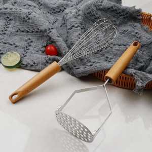 Keewah Cooking Utensil Set, 8 Piece, Stainless steel with Wood Handle