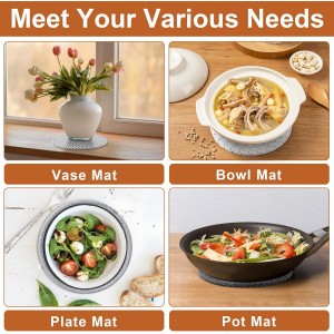 7 Inch Trivets for Hot Dishes, Pots and Pans, 5 Heat Resistant Pot Holders for Kitchen, Home Essentials, Hot Pads for Countertop and Table, Farmhouse Decor Vase Mats, Gray