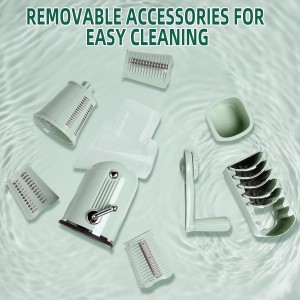 Rotary Cheese Grater with Handle, Vegetable Shredder with 5 Replaceable Blades & Strong Suction Base, Round Food Slicer & Chopper for Kitchen Fruit Vegetables Nuts with Blade Storage Box (Green)