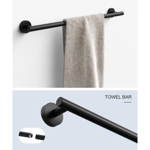Matte Black Bathroom Hardware Accessories Set 5 Pcs SUS304 Stainless Steel Towel Rack and Toilet Paper Holder Set 26 Inch Towel Bar Set Wall Mounted by HOMEMYSTIQUE