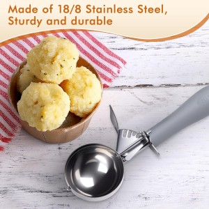 4 OZ Scoop, #8 Disher, Large Ice Cream Scoop with Trigger, Muffin Scoop, Large Cookie Scoops for Baking, Grey Handle, With Trigger for Portion Control