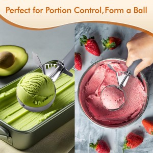 4 OZ Scoop, #8 Disher, Large Ice Cream Scoop with Trigger, Muffin Scoop, Large Cookie Scoops for Baking, Grey Handle, With Trigger for Portion Control