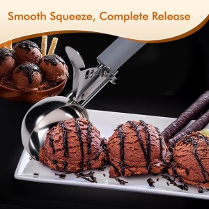 4 OZ Scoop, #8 Disher, Large Ice Cream Scoop with Trigger, Muffin Scoop, Large Cookie Scoops for Baking, Grey Handle, With Trigger for Portion Control